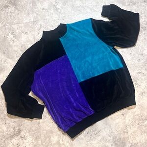 Alfred Dunner Multicolor Sweatshirt - Black, Purple, Teal